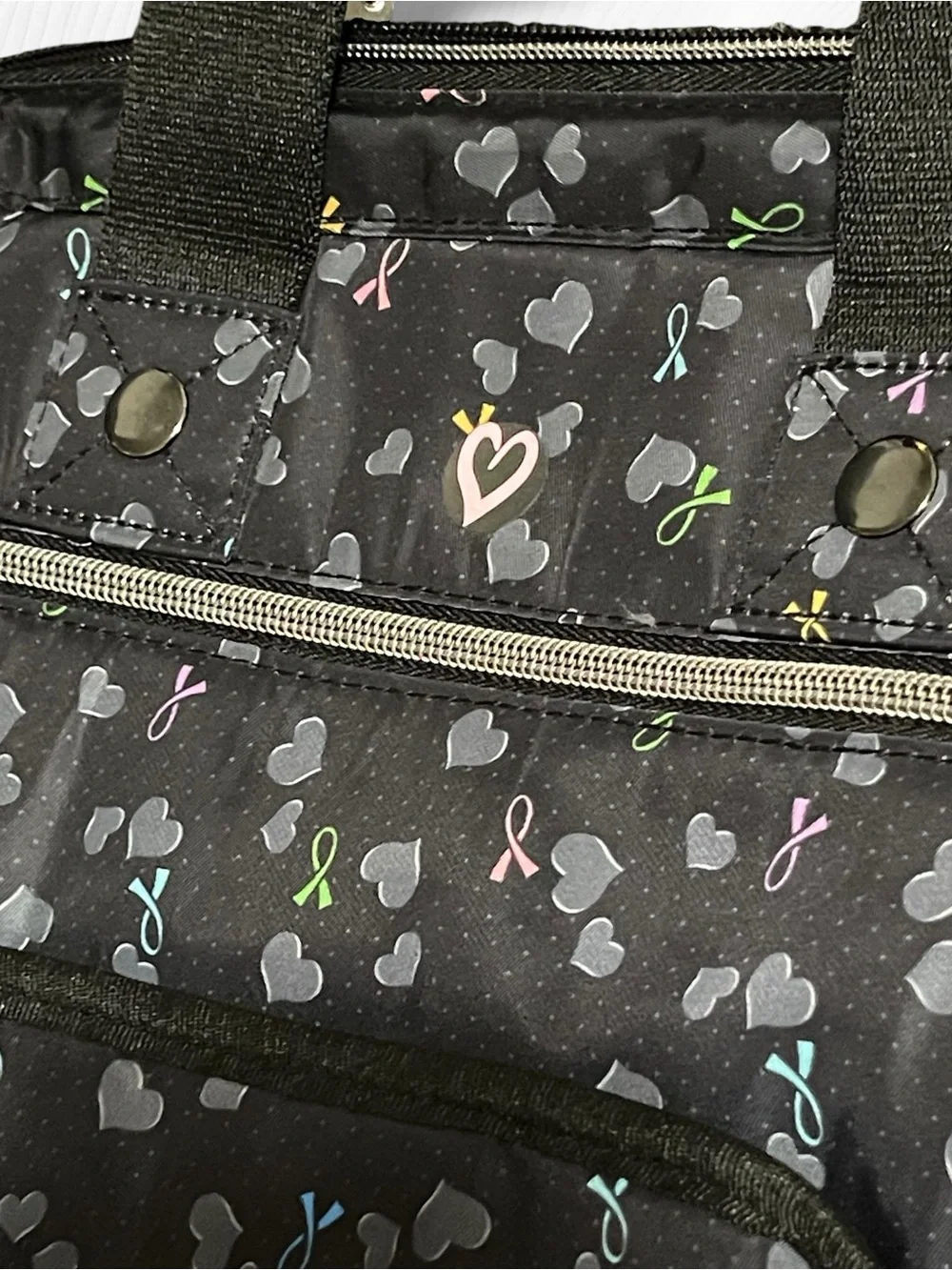 HeartSoul Bella Convertible Backpack Tote Bag Awareness Ribbons Hearts Black